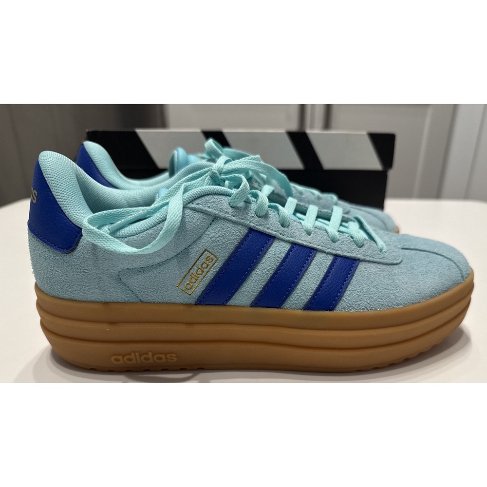 Adidas VL COURT BOLD Women's 9 JS3813 Light Blue Dark Blue Stripes New in Box